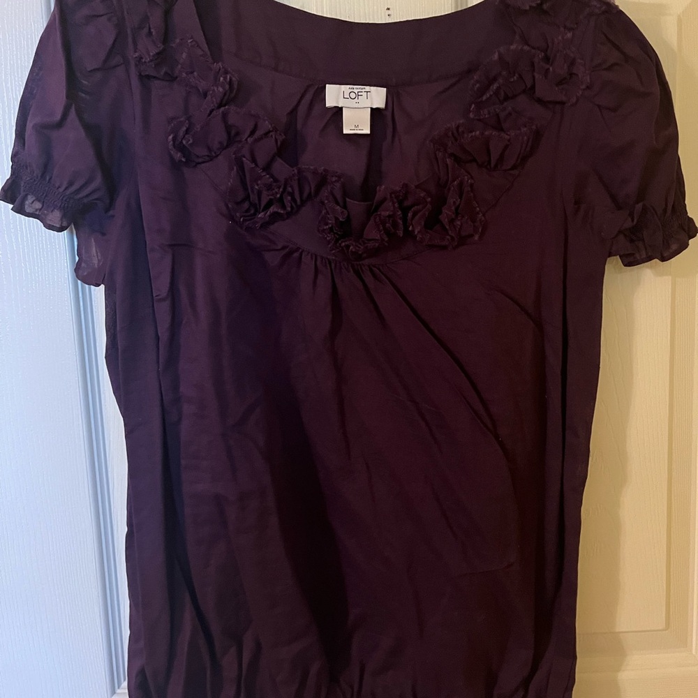 Ann Taylor Loft Purple Ruffle Blouse
